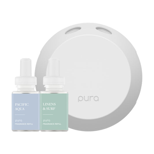 Pura 4 square box packaging enables quick, easy setup of your fragrance starter.