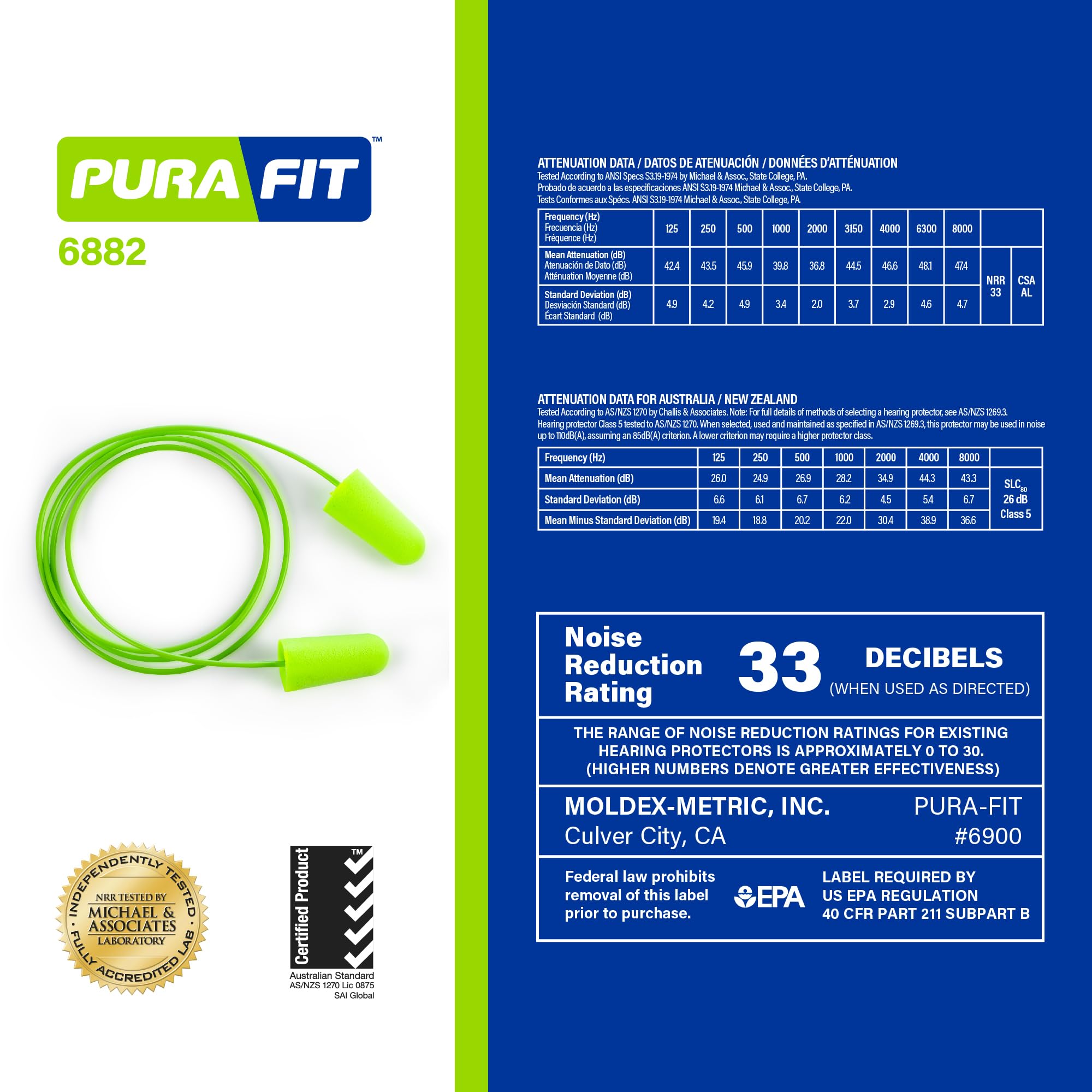 Pura-Fit earplugs tapered to fit small ears easily.