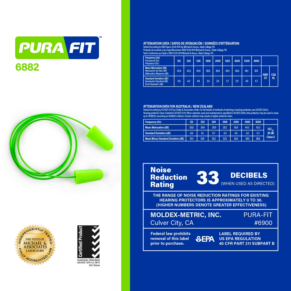 Pura-Fit earplugs tapered to fit small ears easily.