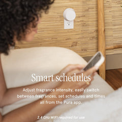 Pura smart diffuser control illustrates app-based customization and scheduling.