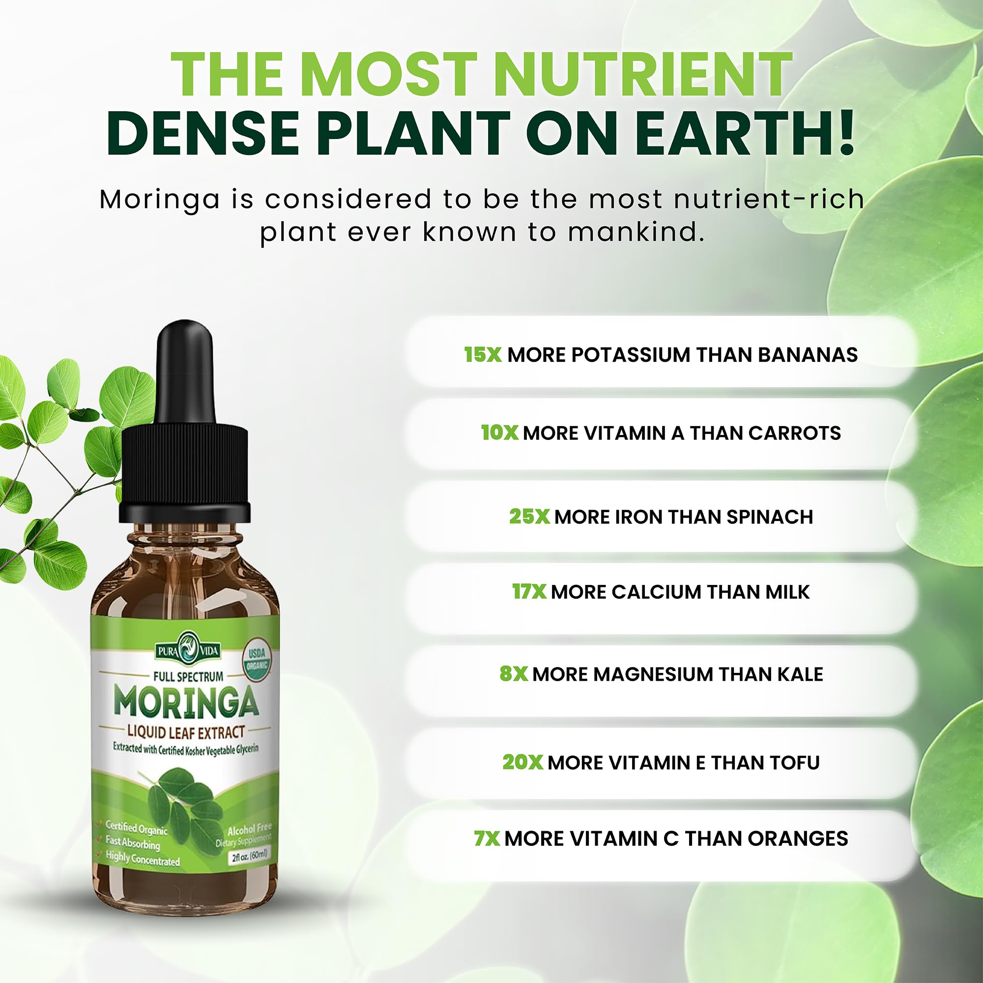 Pura Vida moringa drops pouring to show quick absorption