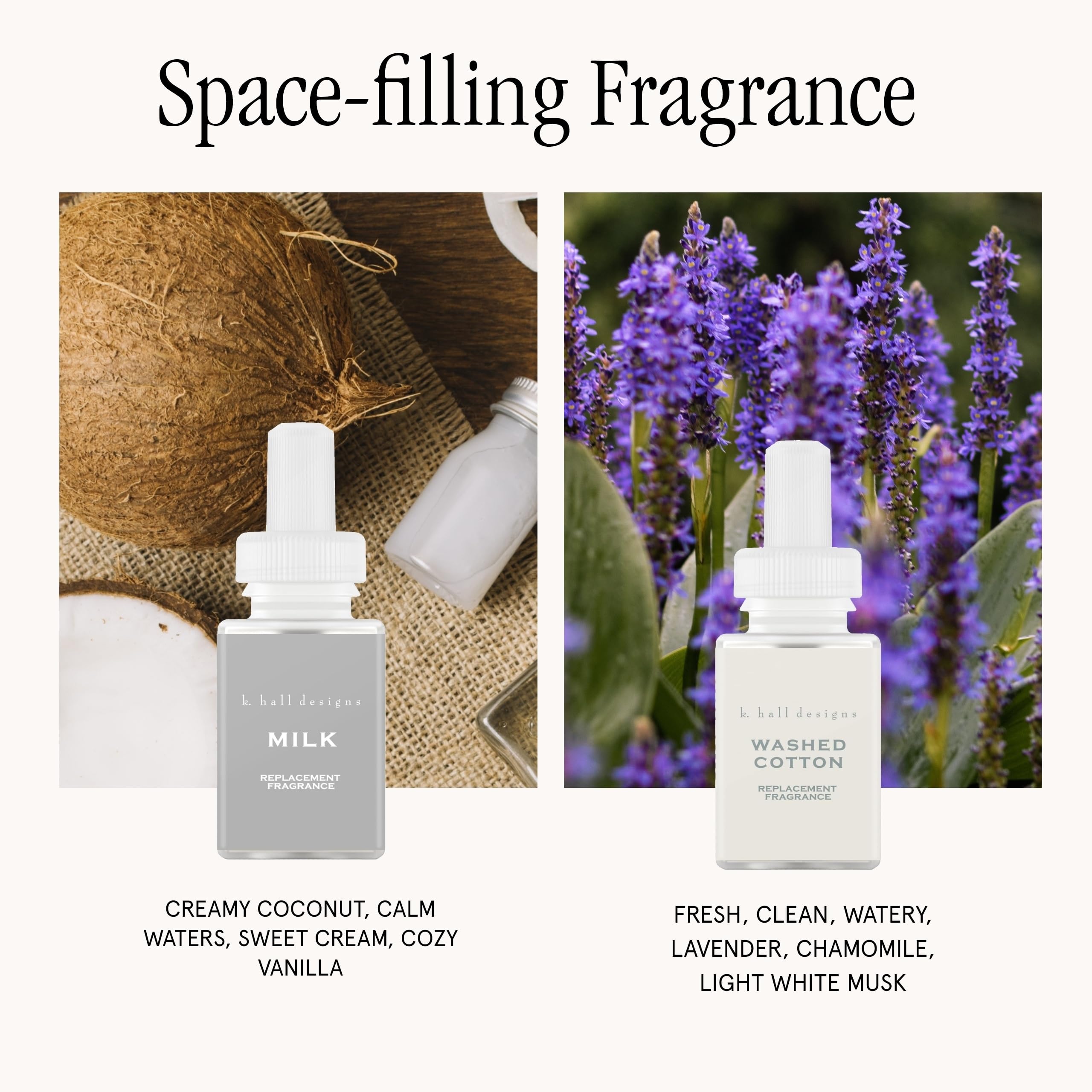 Pura 4 diffuser with washed cotton refill in square box packaging for fresh laundry-like scent