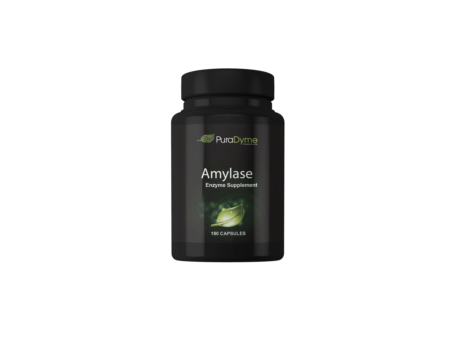 PuraDyme Amylase capsules bottle for convenient daily digestion support.