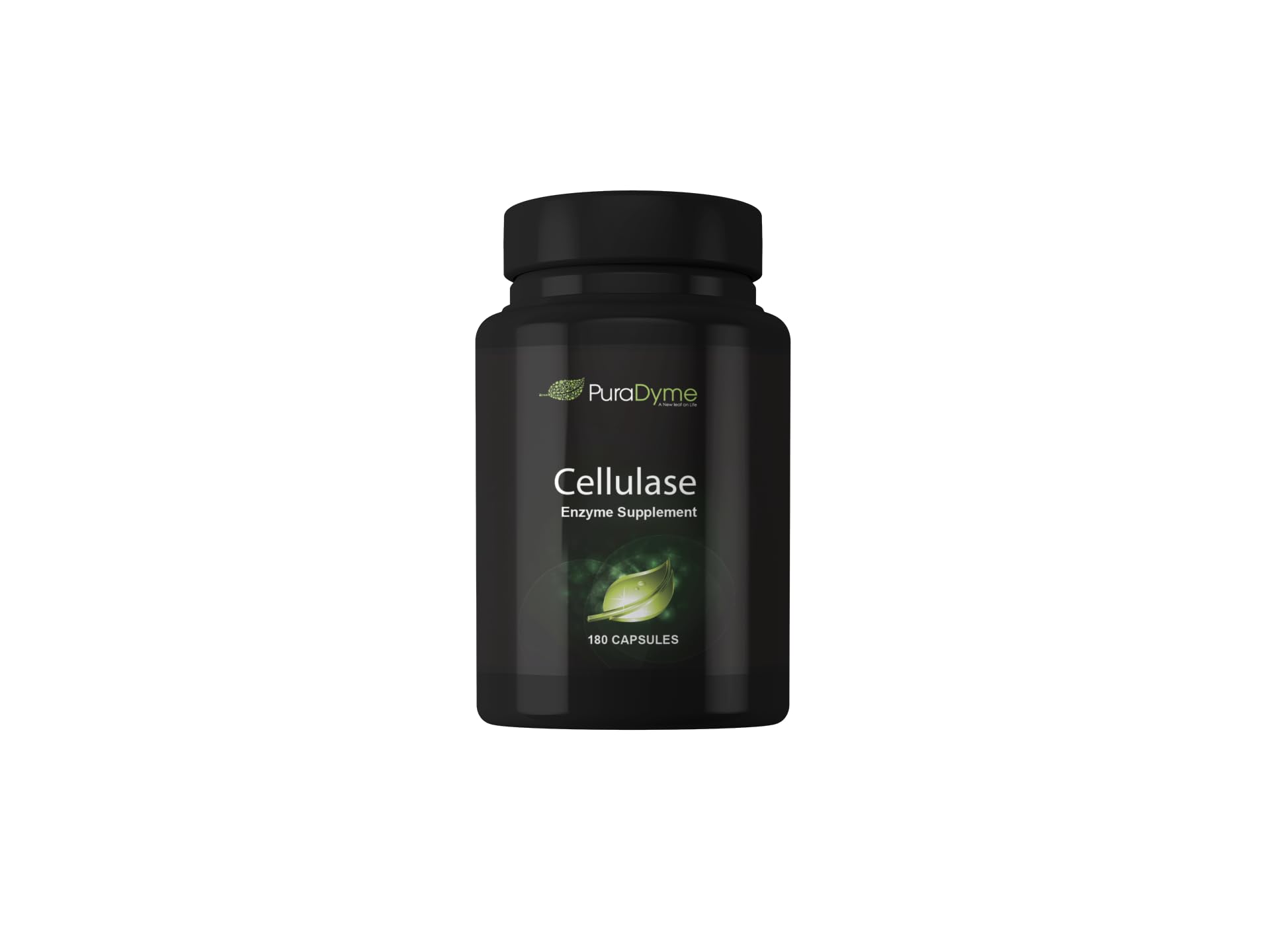 PuraDyme Cellulase supplement bottle highlighting digestive support and nutrient absorption.