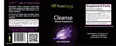 Puradyme Cleanse bottle pour showing simple daily dosage.