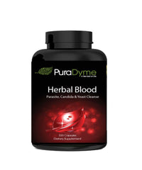PuraDyme Herbal Blood bottle closeup with seal for daily wellness.