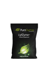 PuraDyme LiyfZyme bottle displaying 1000 vegan capsules for digestion support