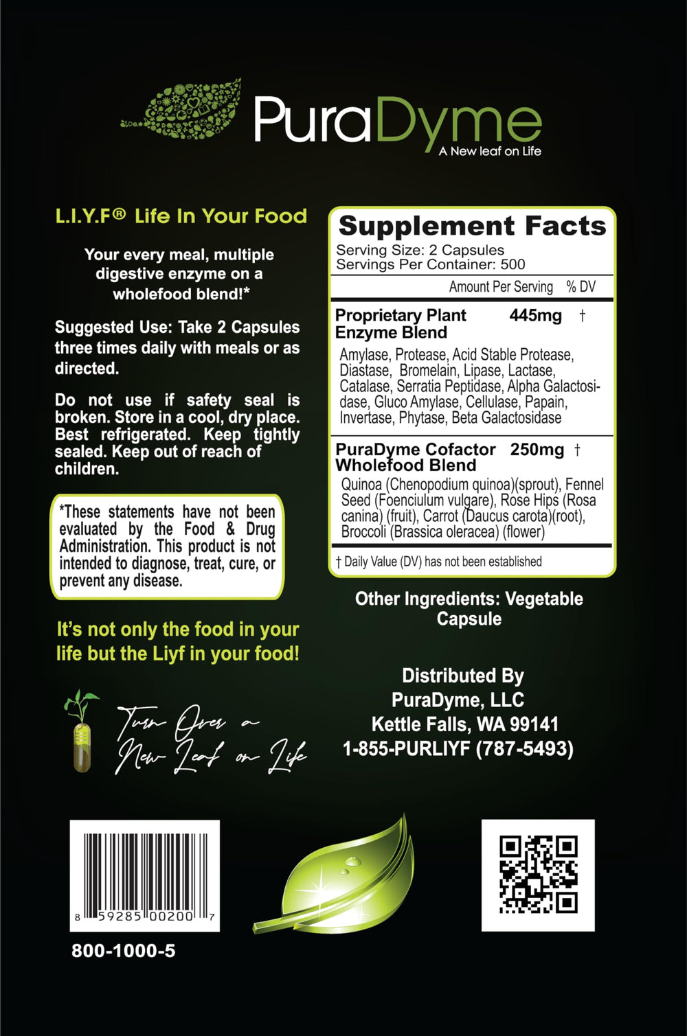 Close-up of LiyfZyme capsules emphasizing vegan, daily digestion benefits