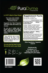 Close-up of LiyfZyme capsules emphasizing vegan, daily digestion benefits