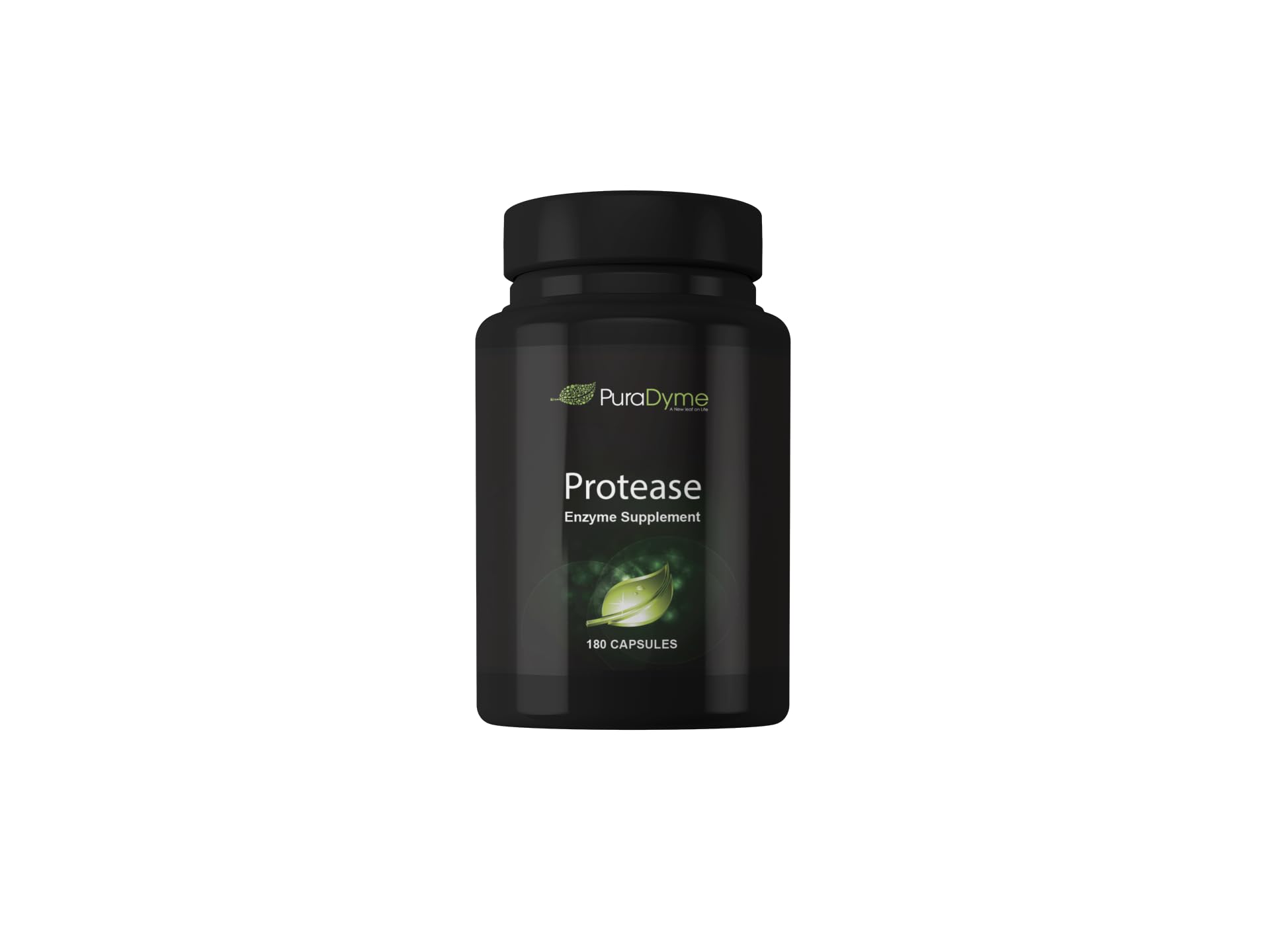 Puradyme Protease bottle with clear label, supports digestion and protein breakdown.