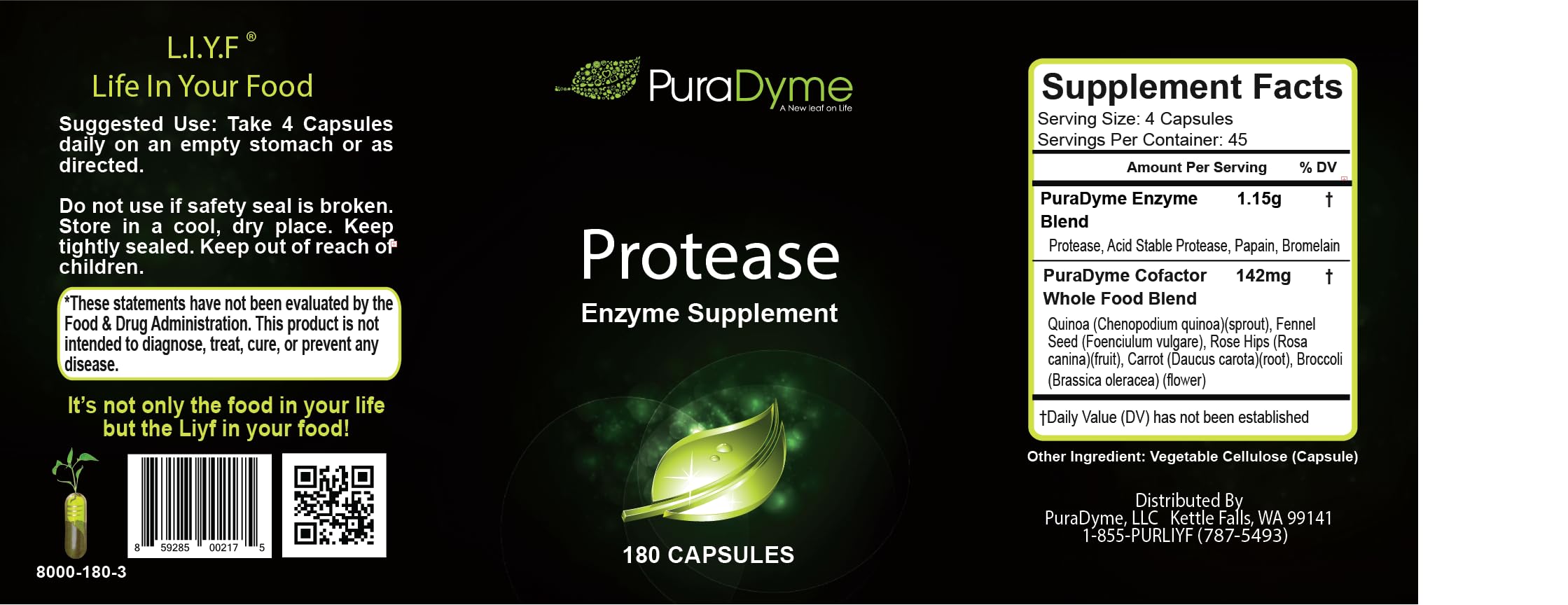Puradyme protease capsules, easy-to-swallow for on-the-go protein support.