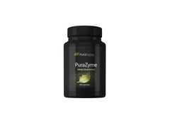 PuraDyme PuraZyme bottle shown for daily digestion support.
