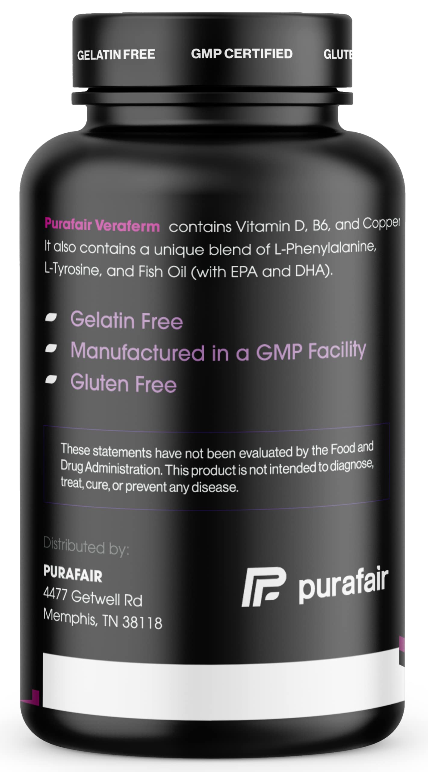 Purafair Veraferm bottle shown with skincare products in a regimen setup