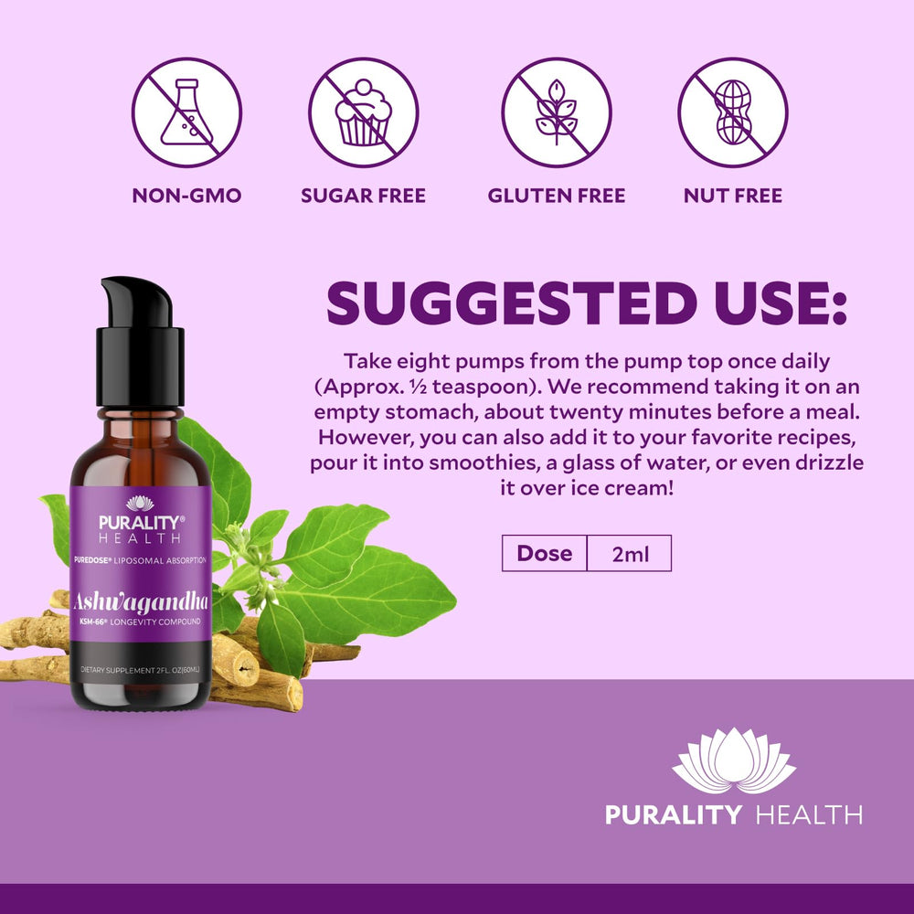 PURALITY HEALTH Ashwagandha liposomal technology micelle illustration highlights improved absorption