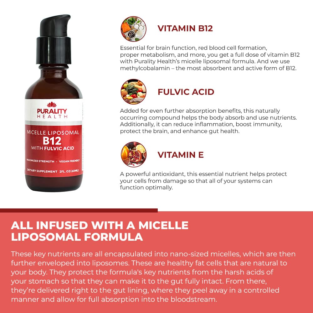 Berry flavored Purality Health B12 drops for daily supplement routine