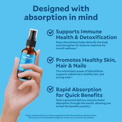 Glass and bottle ready for serving PURALITY HEALTH glutathione liquid.