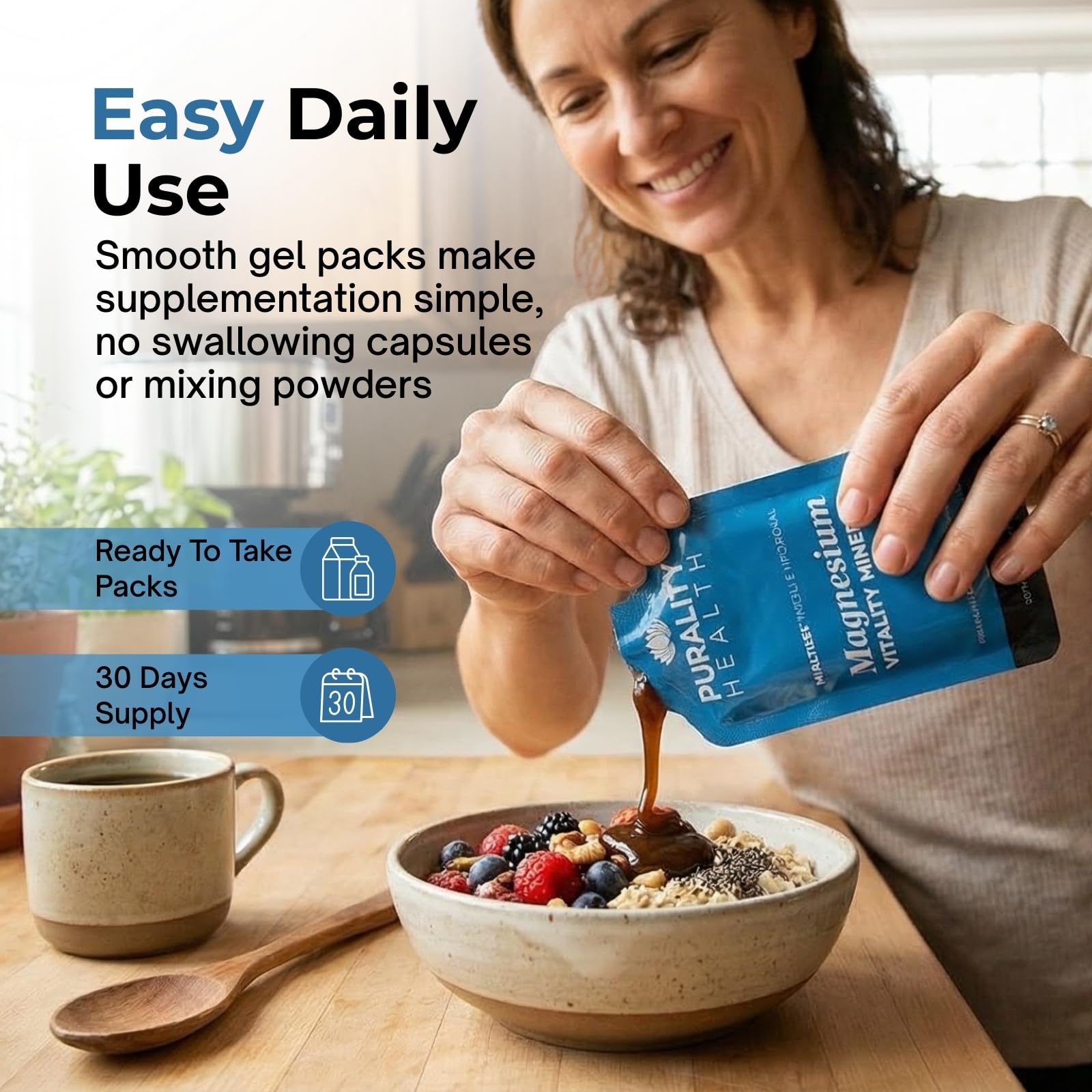 PURALITY HEALTH On-the-go usage scene with gel packs for daily routine