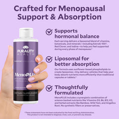 PURALITY HEALTH MenoPLUS ingredient icons summarize botanical blends.