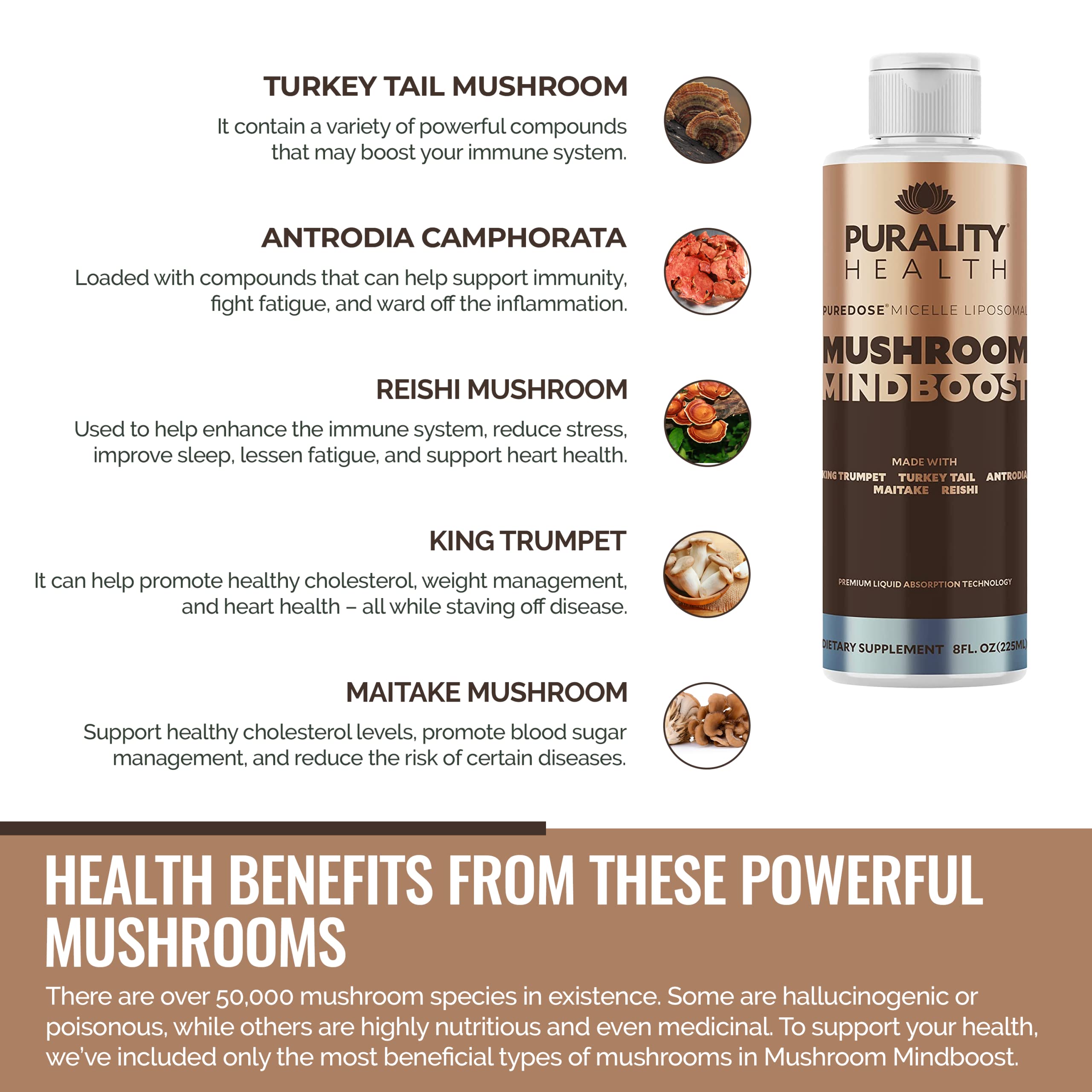 Purality Health Mindboost King Trumpet image suggesting antioxidant support for vitality