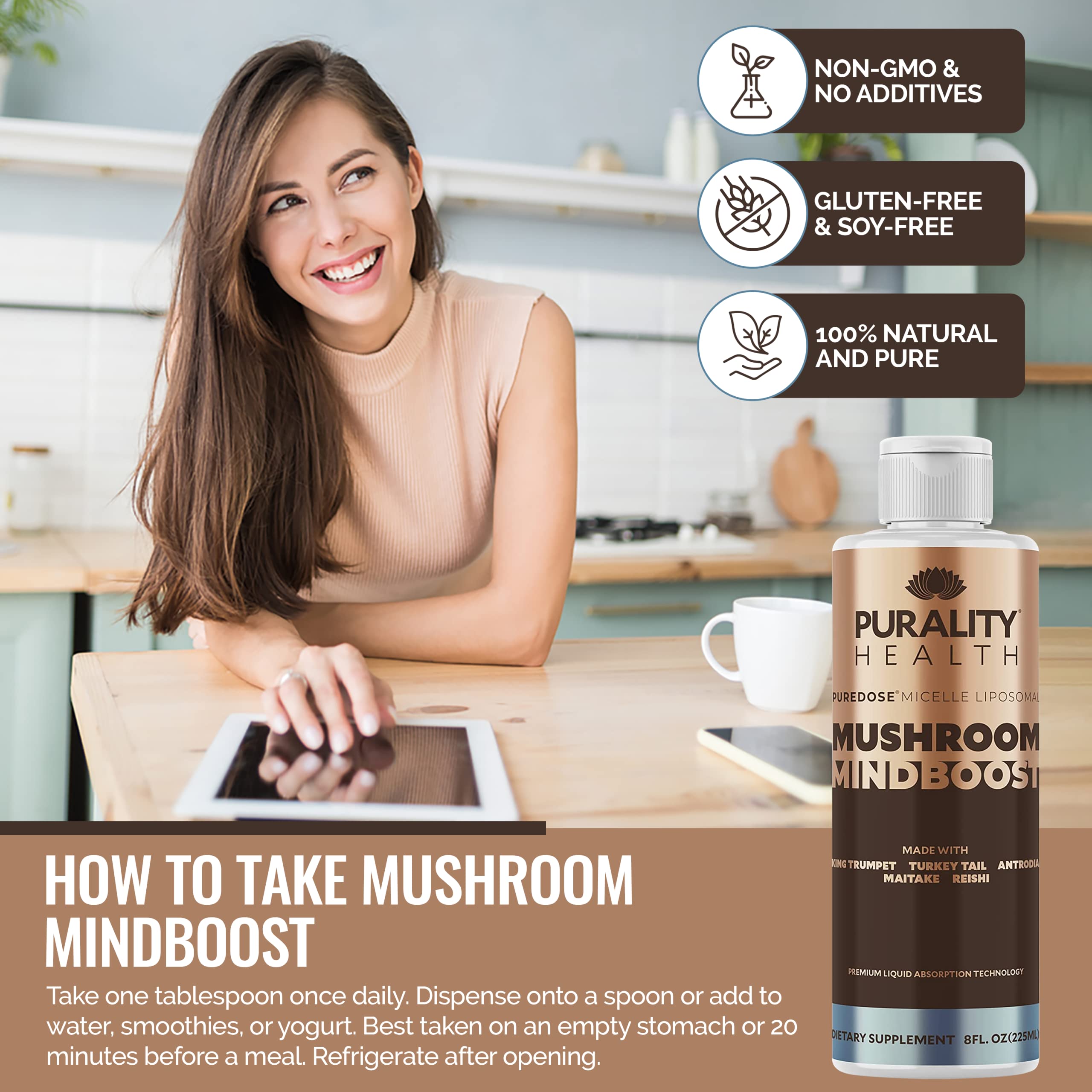 Purality Health Mindboost Turkey Tail showcases compounds with potential immune support