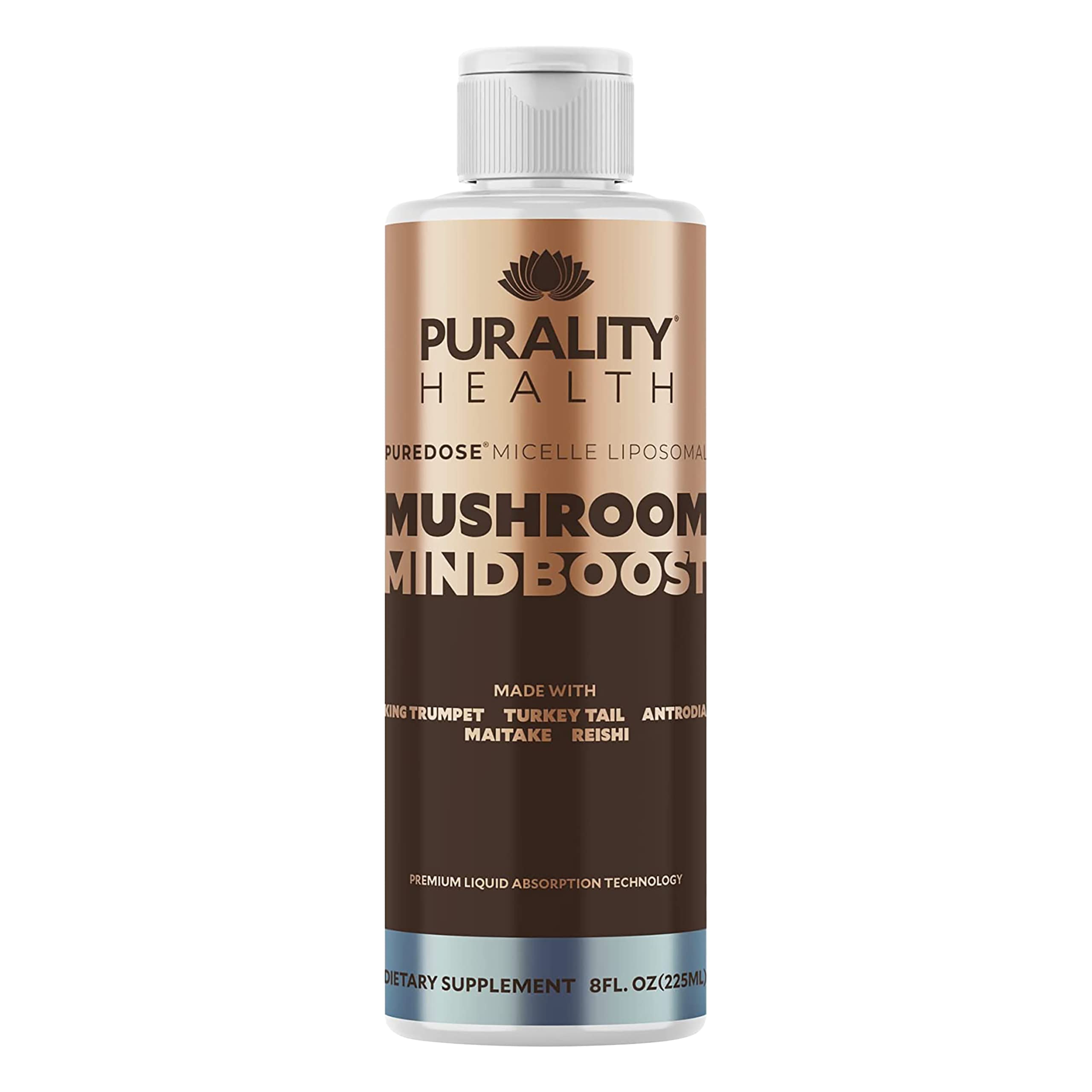 Purality Health Mushroom Mindboost chocolate bottle showing rich packaging and flavor promise