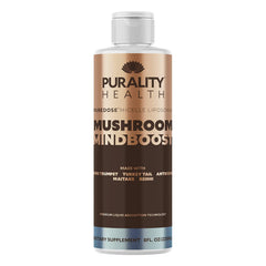 Purality Health Mushroom Mindboost chocolate bottle showing rich packaging and flavor promise