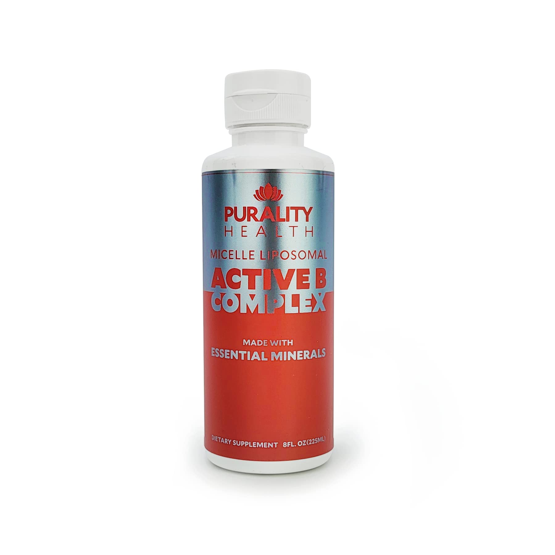 Purality Health Vitamin B Complex bottle with berry flavor supports daily energy and focus.