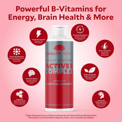 Purality Health Vitamin B Complex in glass with water conveys easy mixing.