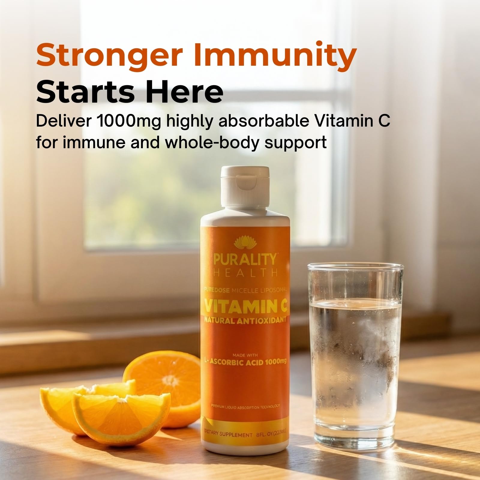 Purality Health Vitamin C label featuring non-GMO vegan ingredients