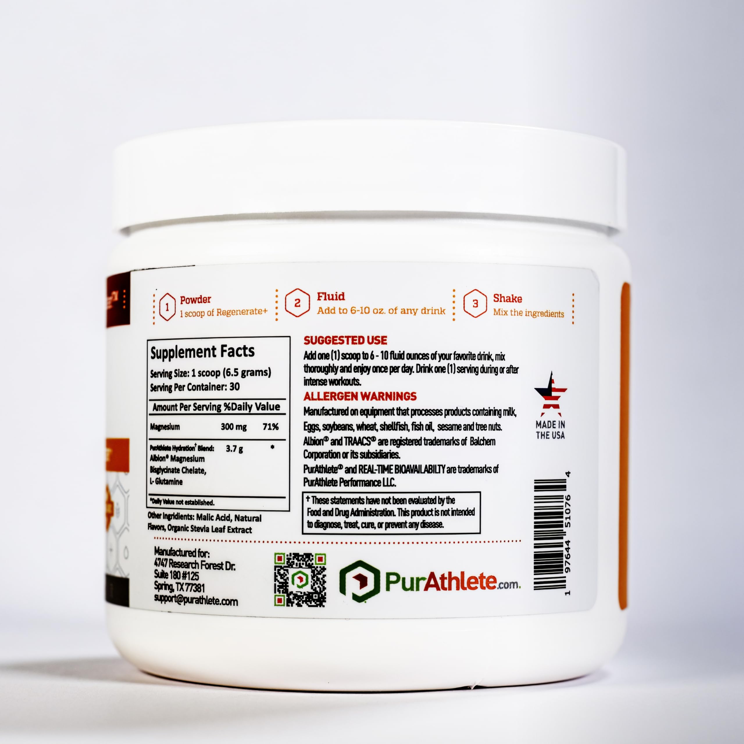 PurAthlete Regenerate+ daily hydration setup showcases convenient electrolyte support for workouts.