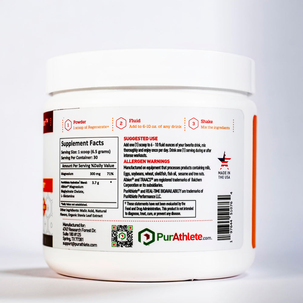 PurAthlete Regenerate+ daily hydration setup showcases convenient electrolyte support for workouts.