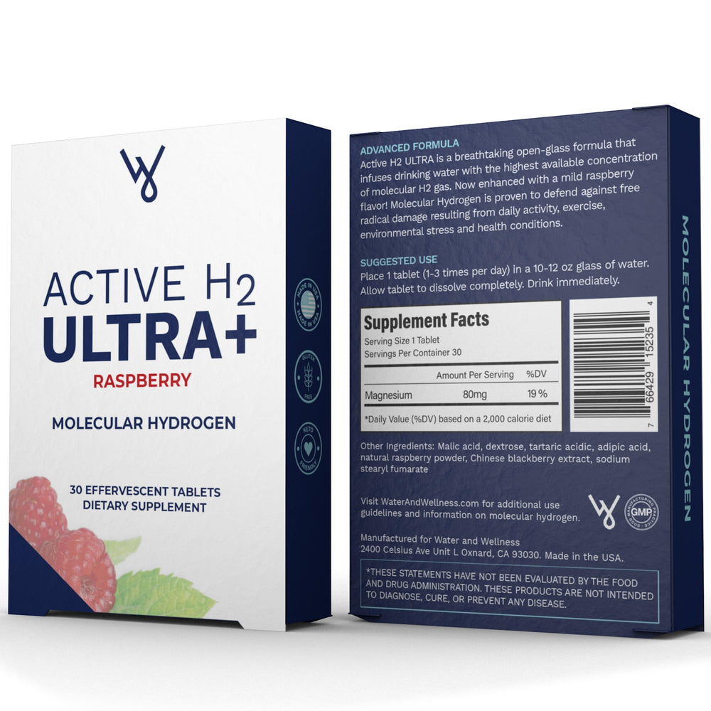Purative Active H2 Ultra Raspberry tablet pack shot for convenient daily hydration