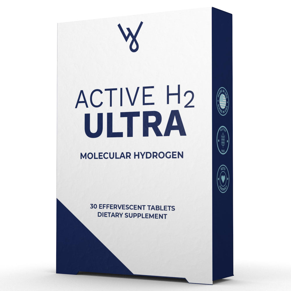 Purative Active H2 Ultra tablet dissolving in water for quick hydrogen rich hydration.