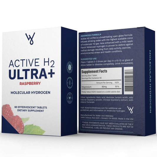 Purative Active H2 water in a glass ready for daily vitality