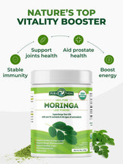 PURA VIDA MORINGA powder stirred into a smoothie for versatility