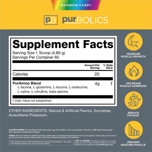 Purbolics Aminos Rainbow Candy pour demonstrates quick mix in water for hydration.