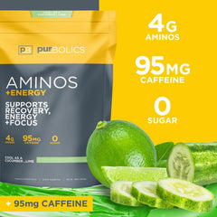 Purbolics Aminos + Energy dissolving in water for a refreshing drink
