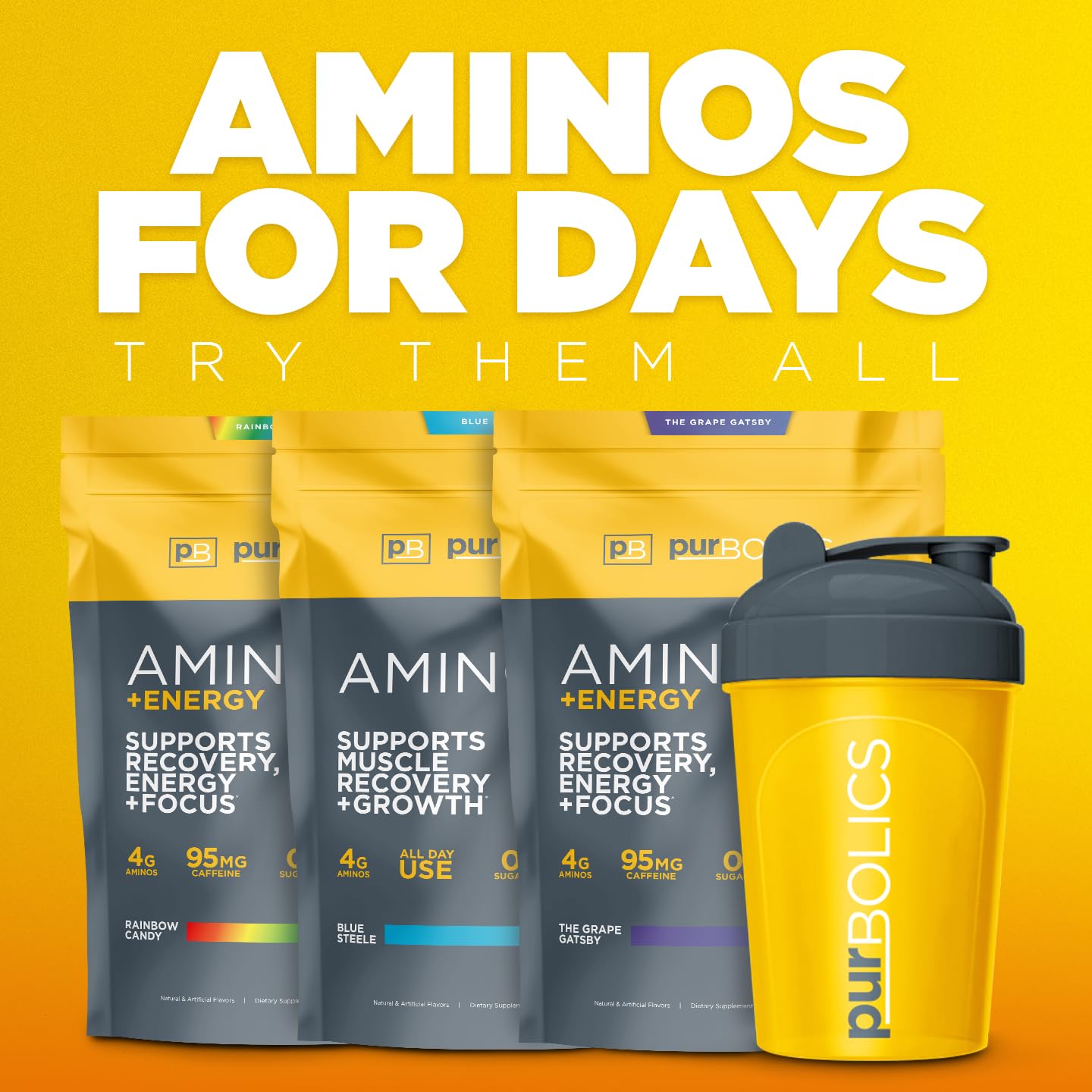 Purbolics Aminos + Energy pre-game setup for sharp focus