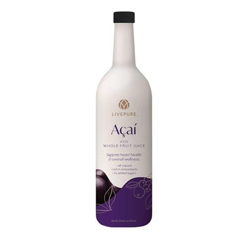 PURE Acai juice bottle front with 750 ml size and natural ingredients for daily antioxidant support