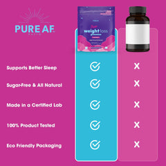 Pure AF Nutra Night Time Fat Burner Gummies in cozy sleep setup for night use