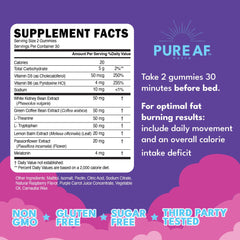 Pure AF Nutra Night Time Fat Burner Gummies packaging designed for travel and storage