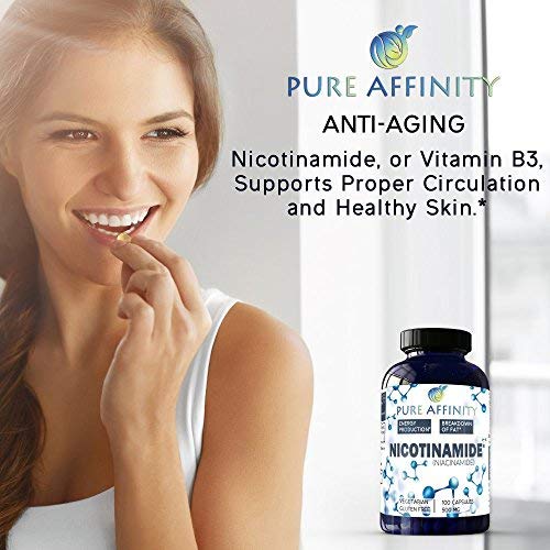 Pure Affinity nicotinamide capsules in hand for easy daily intake