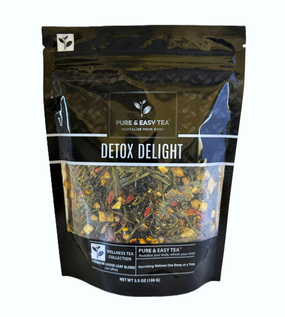 Pure And Easy Tea Detox Delight packaging tin for a natural daily detox ritual