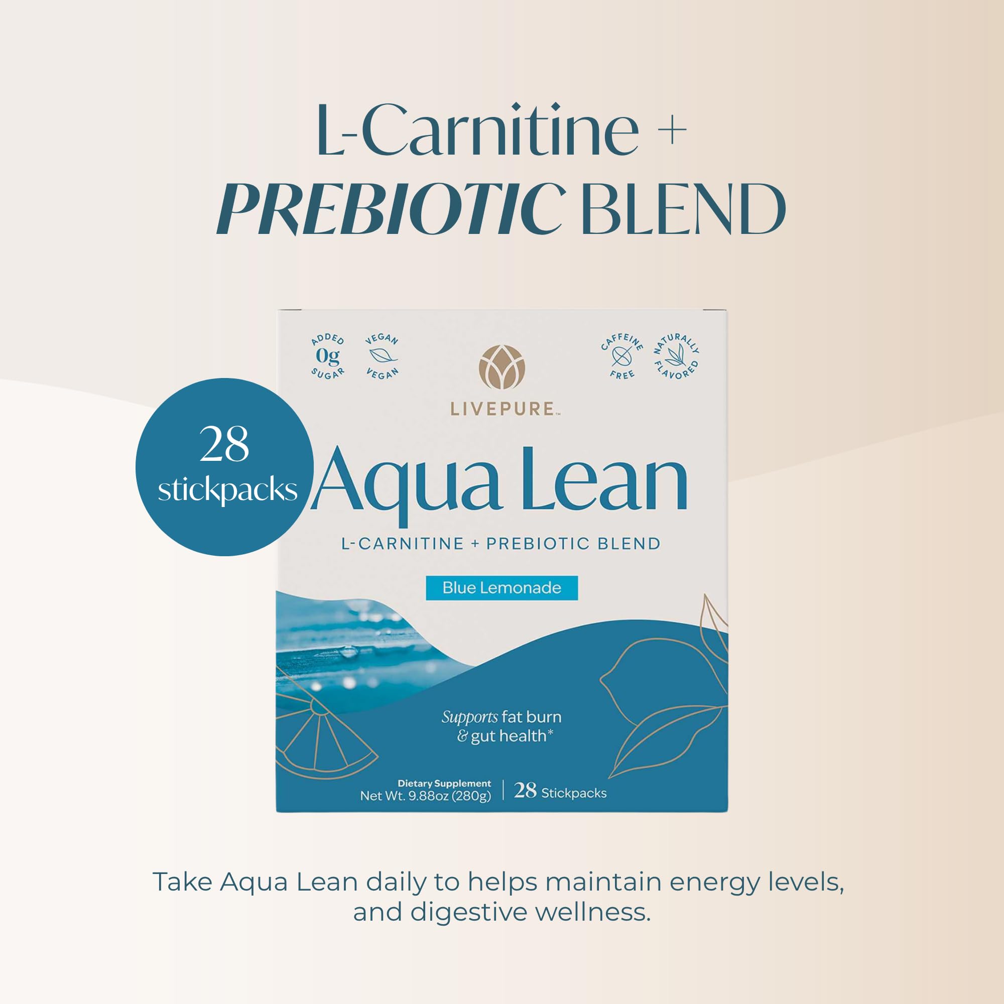 PURE Aqua Lean dissolving in water for a refreshing energy boost.