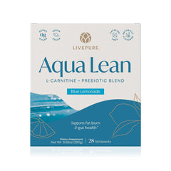 PURE Aqua Lean stick-pack close-up showing convenient on-the-go energy support.