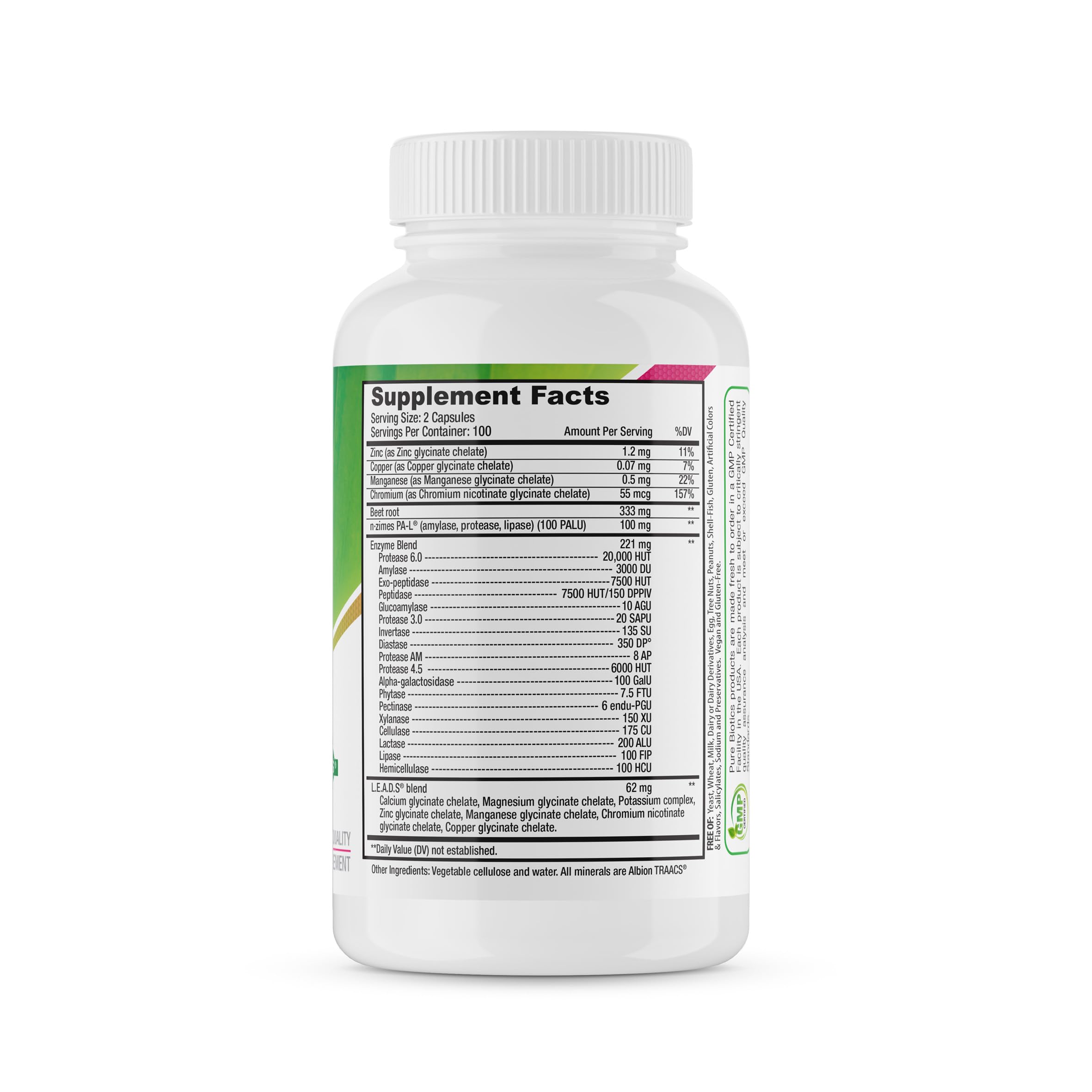 PURE BIOTICS Active DigestZyme capsules close-up showing vegetarian formula