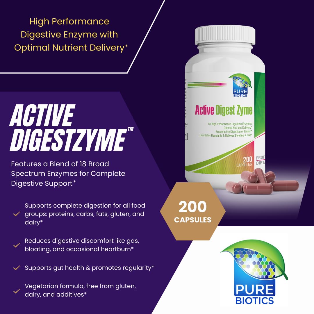 PURE BIOTICS Active DigestZyme nutrition facts for label transparency