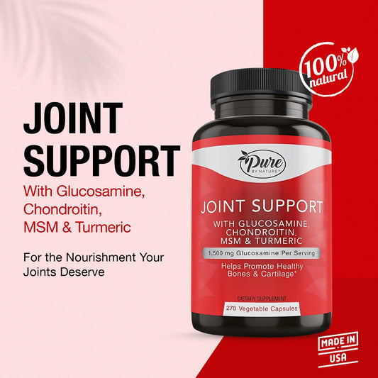 Pure By Nature glucosamine chondroitin capsules close-up for flexible joints