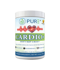 PURE Cardio+ mango tub front showcasing premium formula for active daily use.