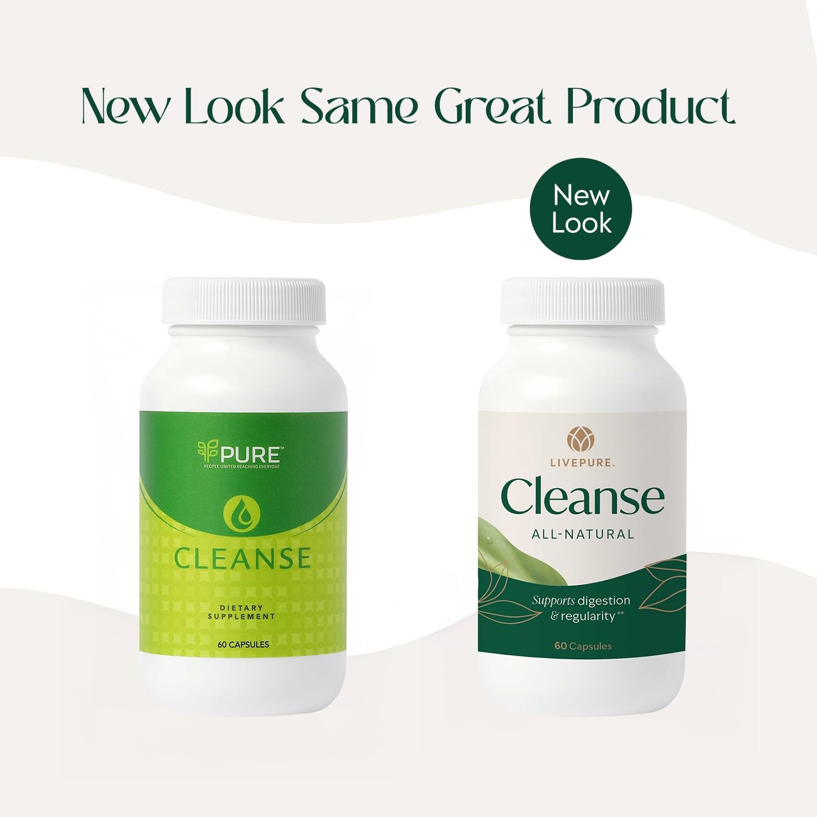 PURE Cleanse Capsules close-up highlighting plant-based formula and vegan wellness.